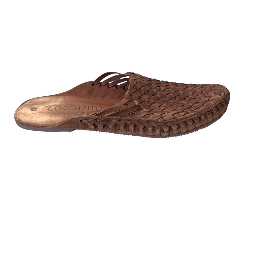 Coconuts by Matisse Brown Woven Leather Slide Sz 9 Sandals Boho Slip On Resort